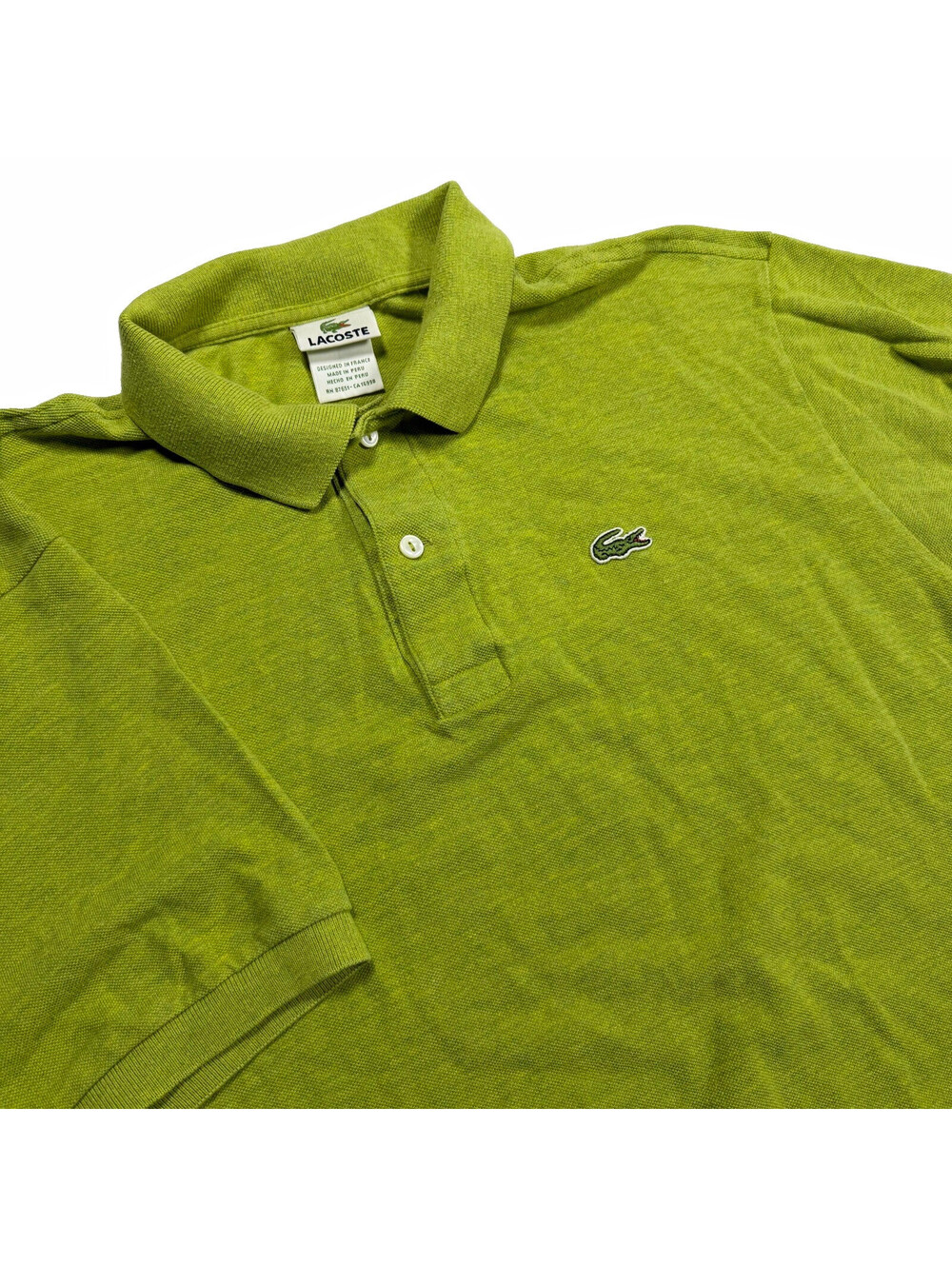 Lacoste Men's Green Short Sleeve Polo Shirt Size L 100% Cotton Crocodile Logo